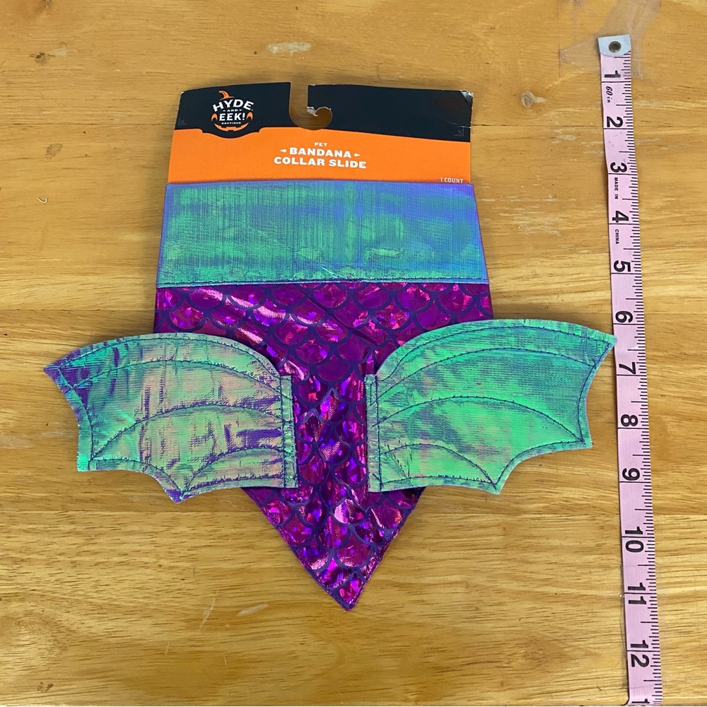 Hyde & Eek Halloween Costume Iridescent Dragon Wings Bandana Pet Collar Slide